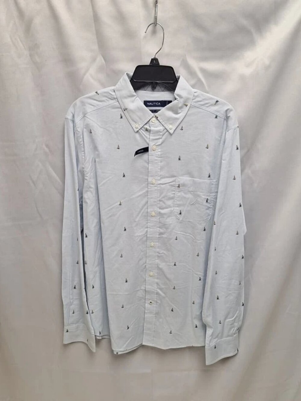 Nautica Men's Light Blue Button-Front Shirt Size Large ORG $79.50 RackD22 NWT